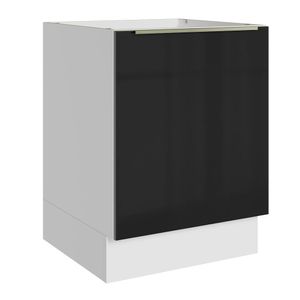 Balcão Madesa Lux 60 cm 1 Porta (Sem Tampo) Branco/Preto