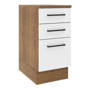 Balcão Madesa Agata 40 cm 3 Gavetas Rustic/Branco