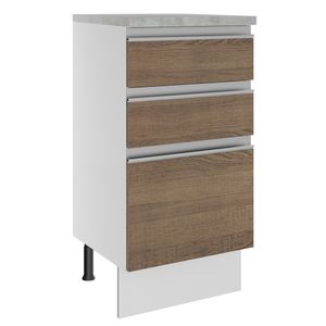 Balcão Madesa Glamy 40 cm 3 Gavetas Branco/Rustic