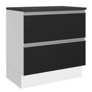 Balcão 100% MDF 80cm 2 Gavetas Branco/Preto Acordes Madesa