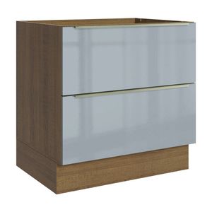 Balcão Madesa Lux 80 cm 2 Gavetas (Sem Tampo) Rustic/Cinza