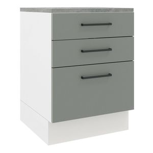 Balcão Madesa Agata 60 cm 3 Gavetas Branco/Cinza