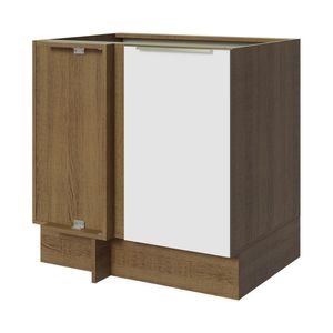 Balcão de Canto Madesa Lux 1 Porta (Sem Tampo) Rustic/Branco Veludo