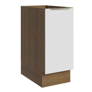 Balcão Madesa Lux 35 cm 1 Porta (Sem Tampo) Rustic/Branco Veludo