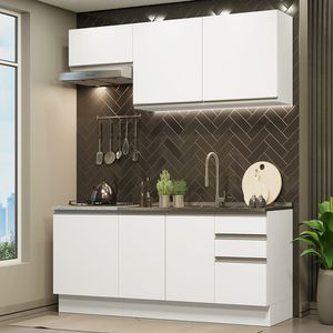 Armário de Cozinha Compacta 180cm Branco Glamy Madesa 07
