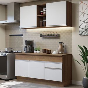 Armário de Cozinha Compacta 150cm Rustic/Branco Glamy Madesa 01