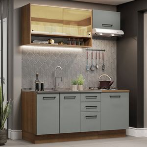 Armário de Cozinha Compacta 180cm Rustic Cinza Agata Madesa 04