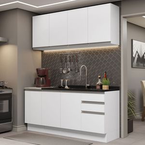 Armário de Cozinha Compacta 160cm Branco Glamy Madesa 01