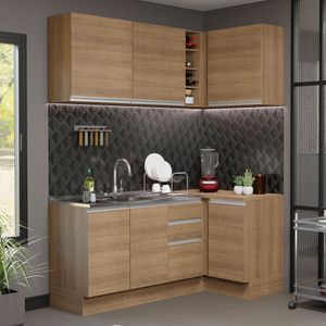 Armário de Cozinha Compacta de Canto 269cm Rustic Glamy Madesa 01