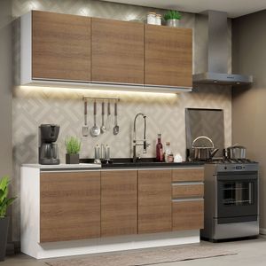 Armário de Cozinha Compacta 180cm Branco Rustic Glamy Madesa 05