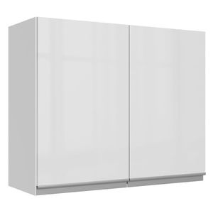 Armário Aéreo Madesa Acordes 100% MDF 80 cm 2 Portas Branco Brilho