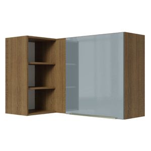 Armário Aéreo de Canto com Adega Acoplada Madesa Lux 1 Porta Rustic/Cinza