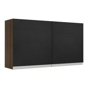 Armário Aéreo Madesa Glamy 120 cm 2 Portas Rustic/Preto