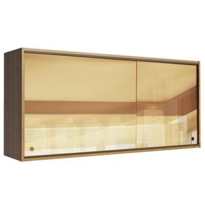 Armário Aéreo Madesa Emilly 2 Portas de Correr de Vidro Reflex Rustic