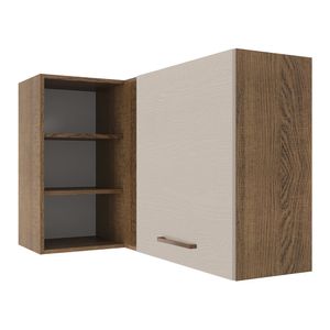 Armário Aéreo de Canto 1 Porta para linha de 60 cm de profundidade Rustic/Crema Agata Madesa