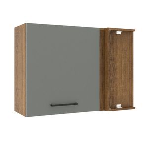 Armário Aéreo de Canto Madesa Agata 1 Porta Rustic/Cinza