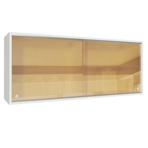 Armário Aéreo Madesa Acordes 100% MDF 2 Portas de Correr de Vidro Reflex Branco