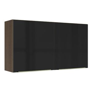 Armário Aéreo Madesa Lux 120 cm 2 Portas Rustic/Preto
