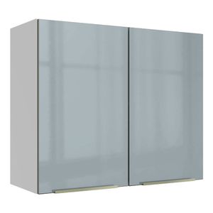 Armário Aéreo Madesa Lux 80 cm 2 Portas Branco/Cinza