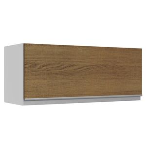 Armário Aéreo Madesa Acordes 100% MDF 80 cm 1 Porta Basculante Branco/Rustic