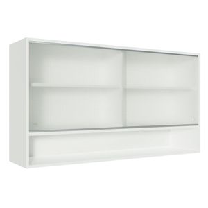 Armário Aéreo Madesa Glamy 2 Portas de Correr de Vidro e 1 Nicho Branco
