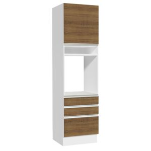 Torre Quente Madesa Glamy 60 cm 1 Porta 3 Gavetas Branco/Rustic