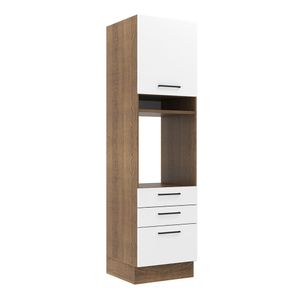 Torre Quente Madesa Agata 60 cm 1 Porta 3 Gavetas Rustic/Branco