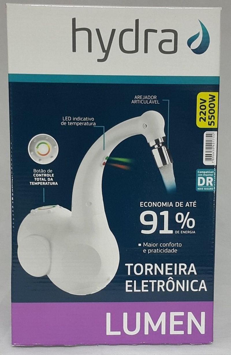 TORNEIRA-ELETRONICA-HYDRA-LUMEN-BRANCA-5500W-220V