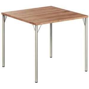 Mesa Quadrada Carraro Cor Tampo Freijó Com Estrutura Metálica Cor Prata