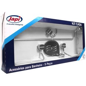 Acessórios Para Banheiro Japi Casa Quadrado JKCQC Cromado Kit com 5 Peças