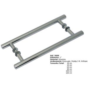 Puxador Para Móveis Vesfer Alumínio Polido 3008 1 1/2" 80cm