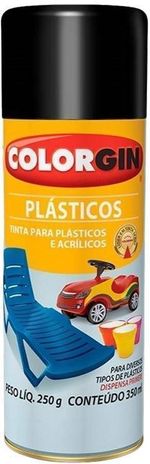 Tinta Spray Colorgin Plástico Preto 350ml