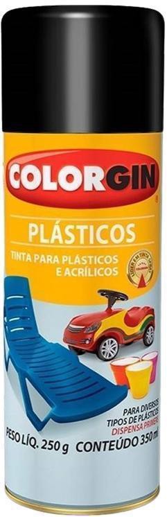 Tinta Spray Colorgin Plástico Preto 350ml