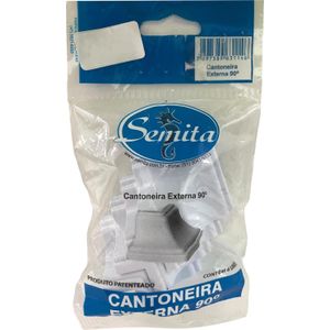 Canto Forro PVC Semita 90° Externo Branco Gelo Pacote com 4 Unidades
