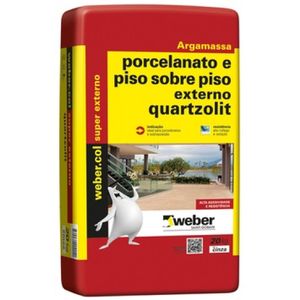 Argamassa Quartzolit Porcelanato e Piso Externo Cinza 20Kg