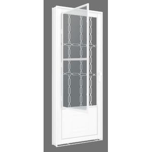 Porta de Aço Machado Postigo 134606 85x215x6cm Esquerda Branco Vidro Boreal Grade Elo