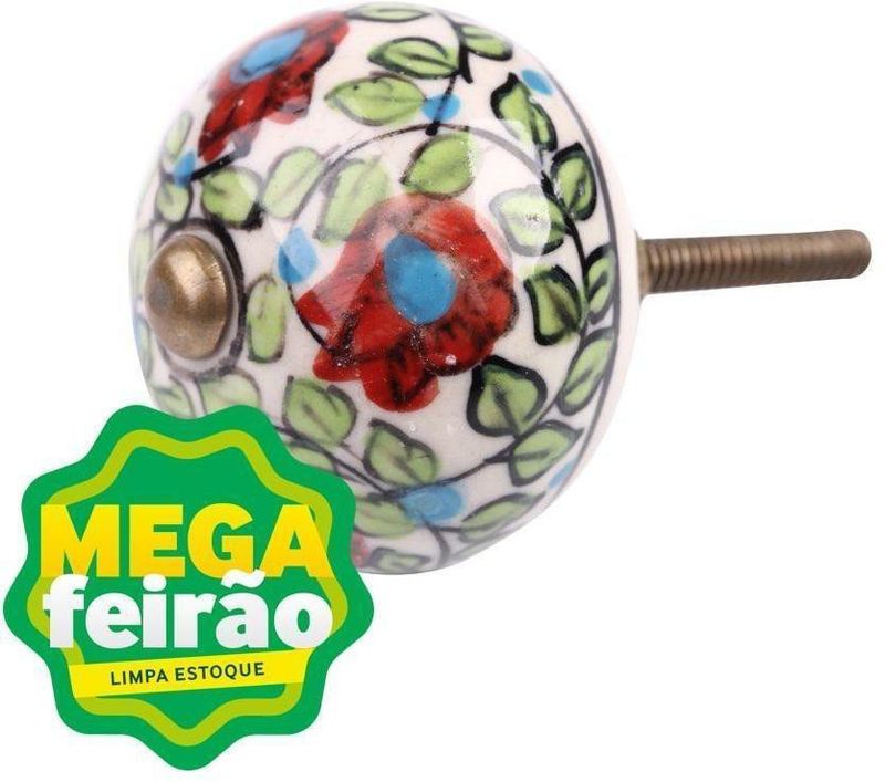 Puxador-Para-Porta-Venus-em-Ceramica-Perfil-Redondo-Verde-e-Vermelho-A8xd4cm