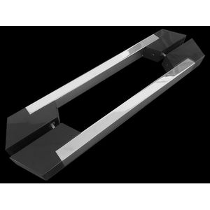 Puxador Para Porta Geris Duplo Let Aço Inox Polido e Preto 465x300x20mm