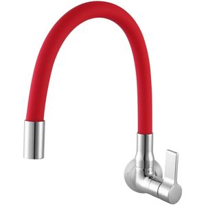 Torneira Pia Cozinha Meber de Parede Bica Móvel BMC36 BL Cromado/Vermelho