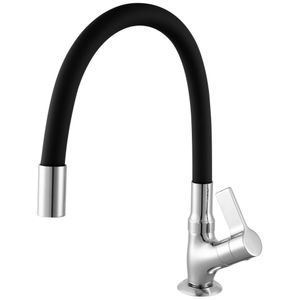 Torneira Pia Cozinha Meber de Mesa Bica Móvel BM C36 BL Cromado e Preto