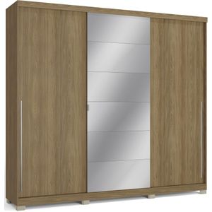 Guarda-Roupa / Roupeiro 3 Portas 4 Gavetas Kappesberg Com Pés Nogueira 251x230x56cm