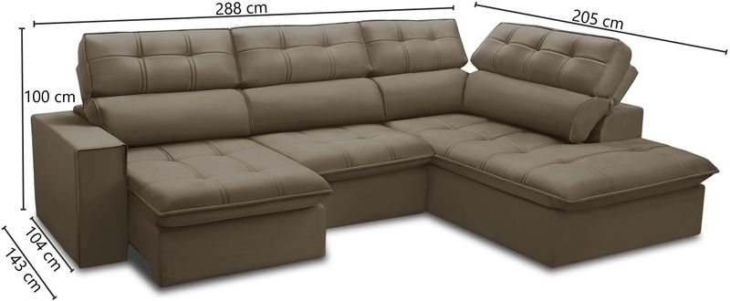 Sofá 4 Lugares Retrátil e Reclinável Arezzo com Chaise Direito FerguileCastor