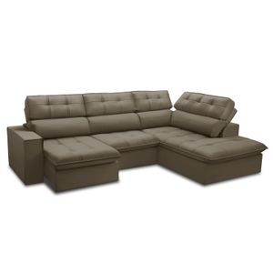 Sofá 4 Lugares Retrátil e Reclinável Arezzo com Chaise Direito FerguileCastor