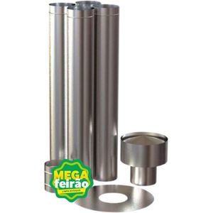 Chaminé Para Fogão a Lenha Metavila Kit de Simples Instalacão Inox 150mm