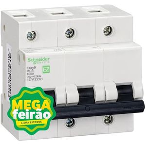 Disjuntor DIN 3 Polos Tripolar 100A Curva de Disparo C Schneider Eletric
