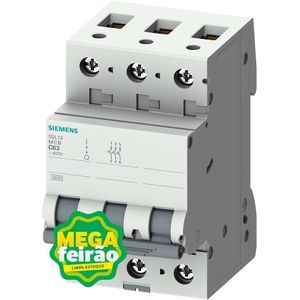 Disjuntor DIN 3 Polos Tripolar 40A Curva de Disparo C Siemens
