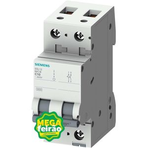 Disjuntor DIN 2 Polos Bipolar 10A Curva de Disparo C Siemens