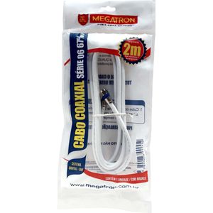Cabo Coaxial Megatron com Conector Branco 2m