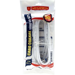 Cabo Coaxial Megatron com Conector Branco 5m