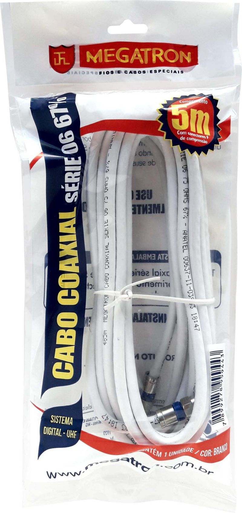 CABO-COAXIAL-MEGATRON-COM-CONECTOR-BRANCO-5M